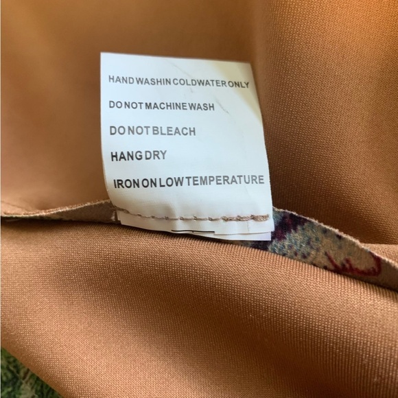 Anthropology Solitaire brown faux suede long line vest floral painted art New M - Picture 12 of 15